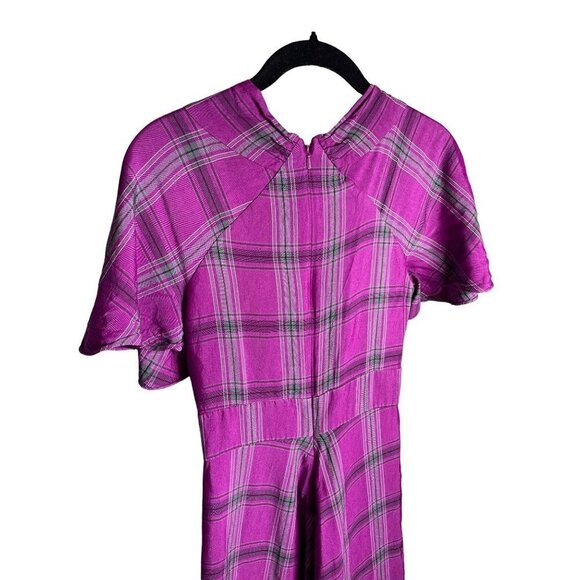 Temperley London Isobel Check Twist Dress Purple Womens Size 2 - Picture 9 of 14